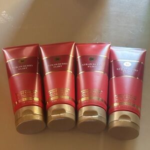 Bath & Body Works Strawberry Flirt Body Cream - Red and Gold